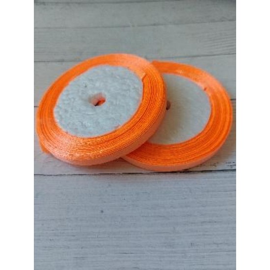 Лента атласная однотонная 0,6 см*25 ярдов цв. ярко-оранжевый, цена за катушку